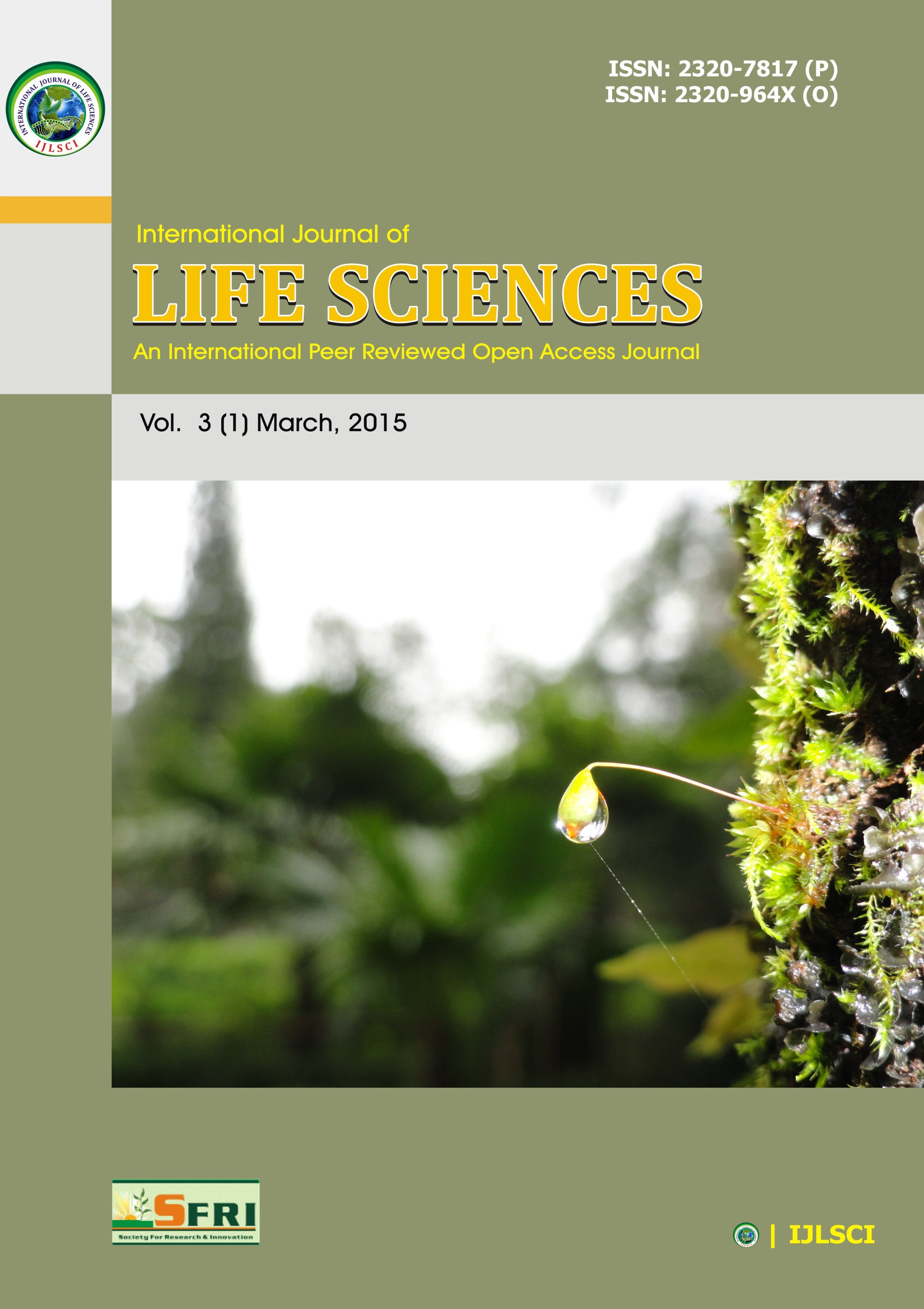 					View Vol. 3 No. 1 (2015): International Journal of Life Sciences
				